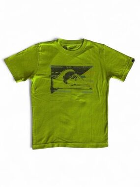 Quiksilver Boys Lime Green Graphic Tee Size S (7/8)